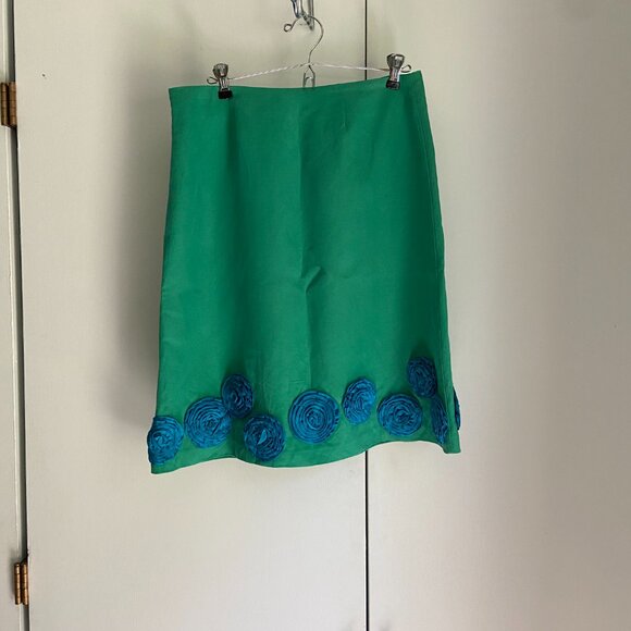 Blue and Green Rosette A-Line Skirt by Boden, 12R - Picture 13 of 15
